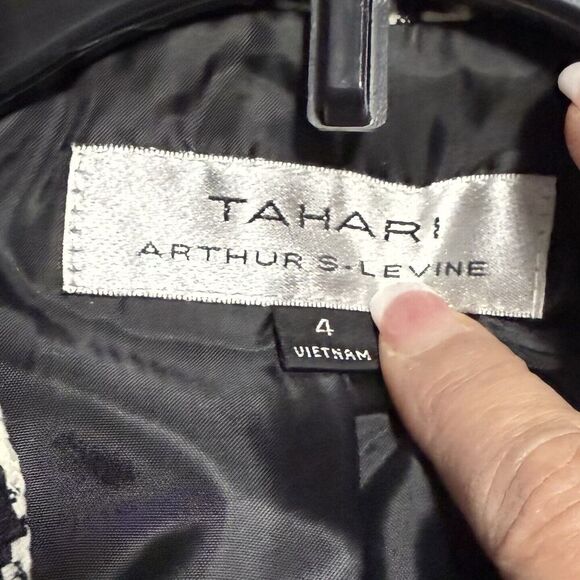 Tahari ASL Black White Houndstooth Skirt Suit 2pc Set Modern Executive Sz 4/6 - Picture 5 of 6